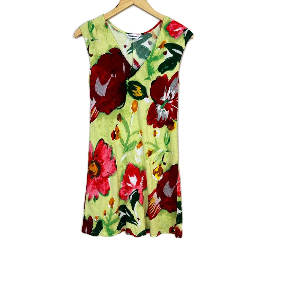 Jams‎ World Hawaiian Dress Green Floral Sundress Women’s Sz Small